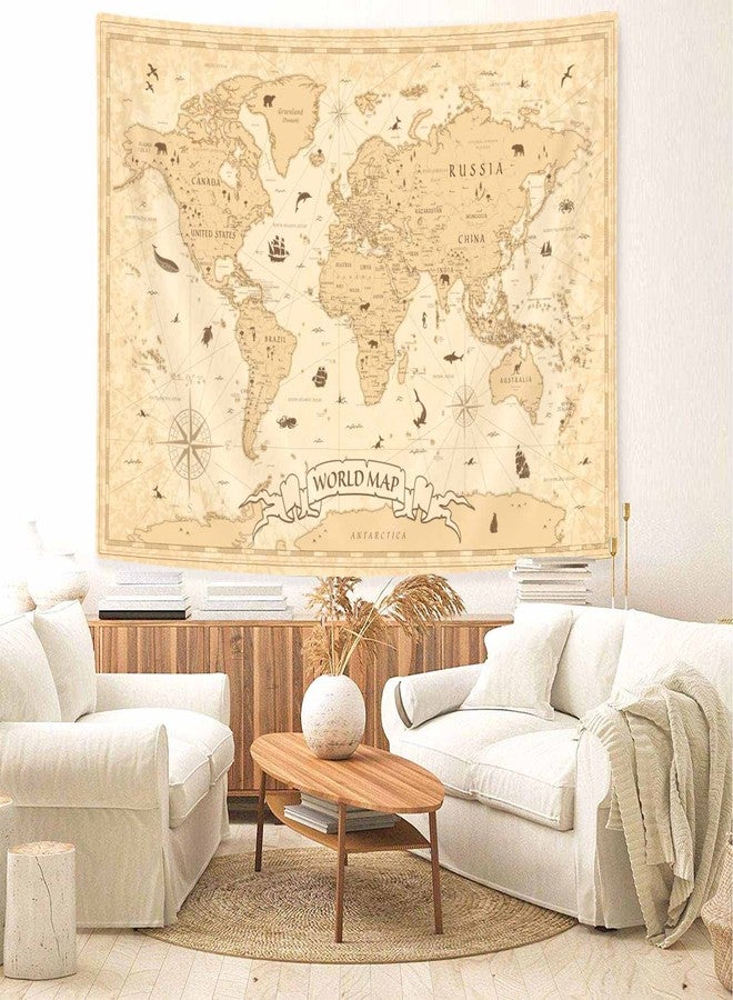 Hajmsug Vintage World Map Tapestry Wall Hanging for Students Kids, Educational Map of the World Wall Art Tapestries for School Classroom, Tapestry for Boys Girls Bedroom Living Room Collage Dorm - Image 2
